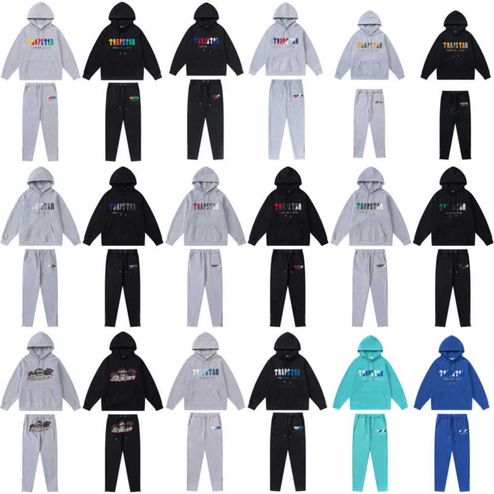 

Motion current hoodie Trapstar full tracksuit rainbow towel embroidery decoding hooded sportswear men and women suit zipper trousers 23ess, 15