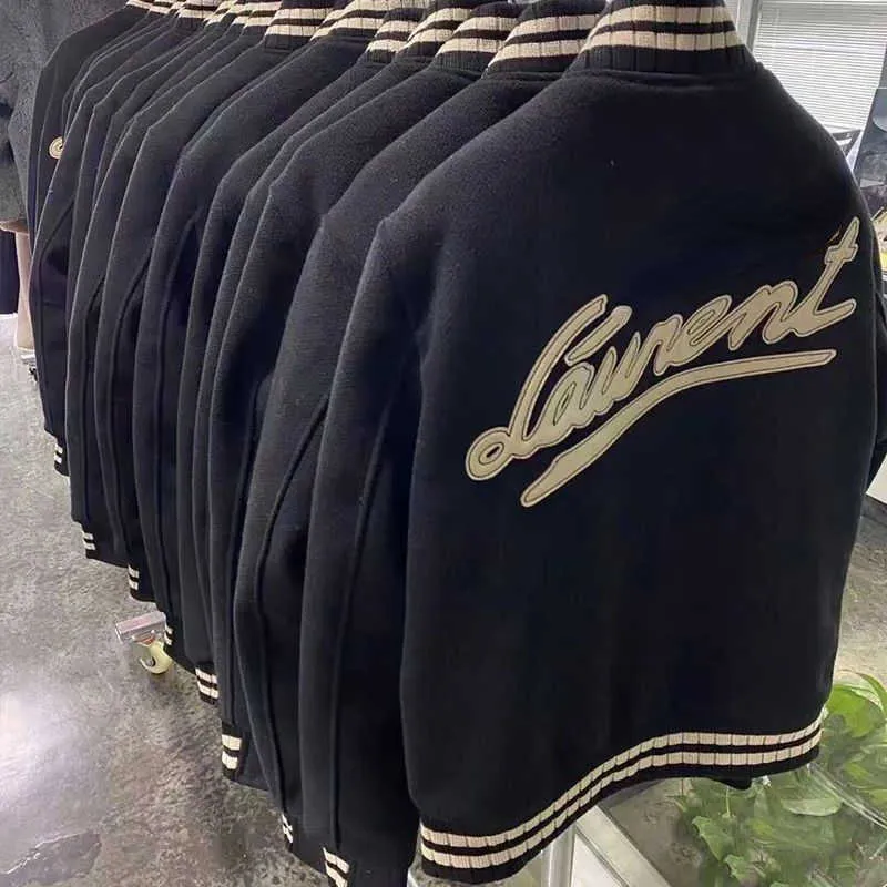 

varsity Jacket Luxury Designer Jacket Mens Baseball Jackets Embroidered Sportswear Men Women Loose Hip Hop Wool Cardigan Coat, Black