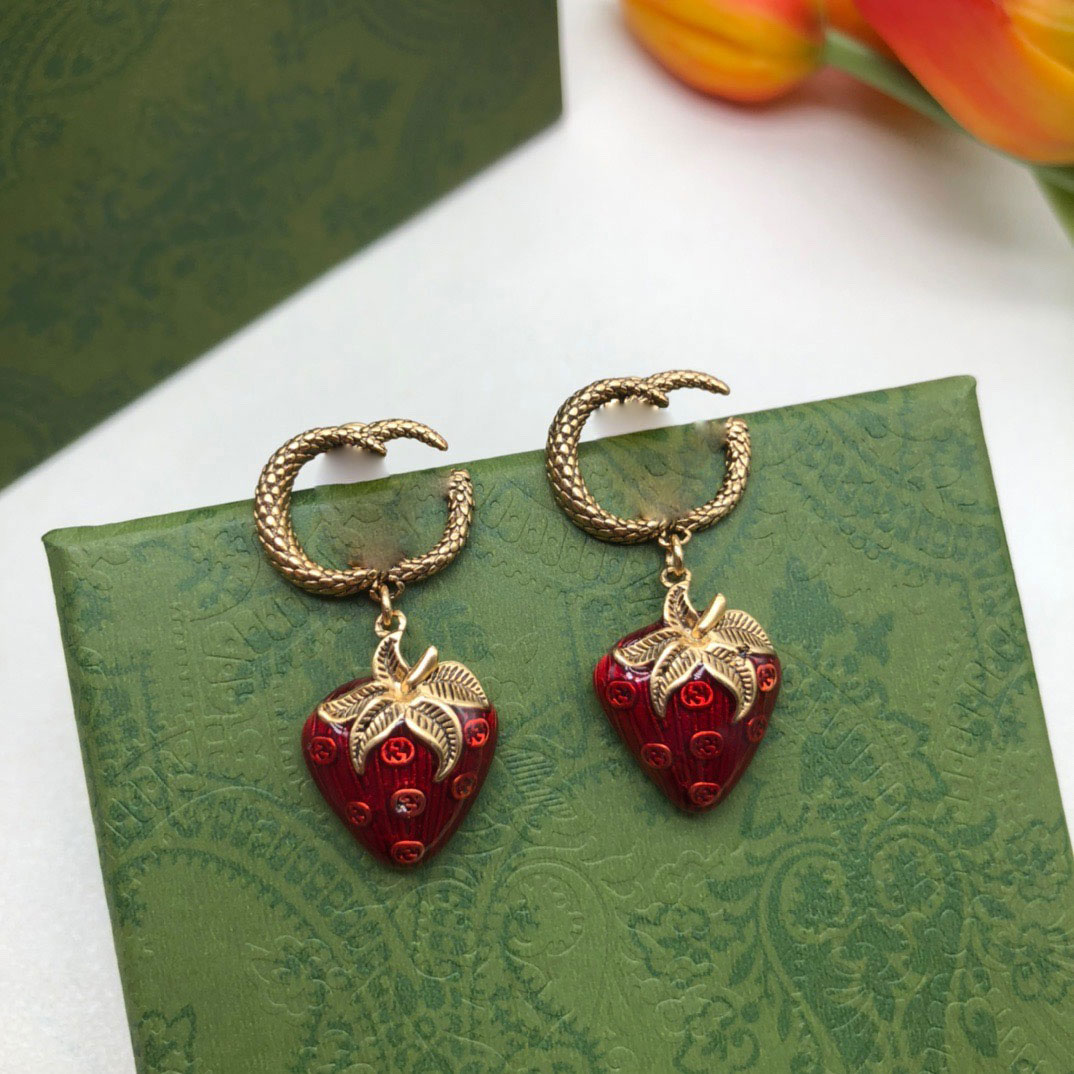 

Fashion Gold Women Designer Double Letter Stud Earrings Vintage Strawberry Flower Earrings Women Gift Earrings Jewelry Clothes Shoes Bags Accessories Designs