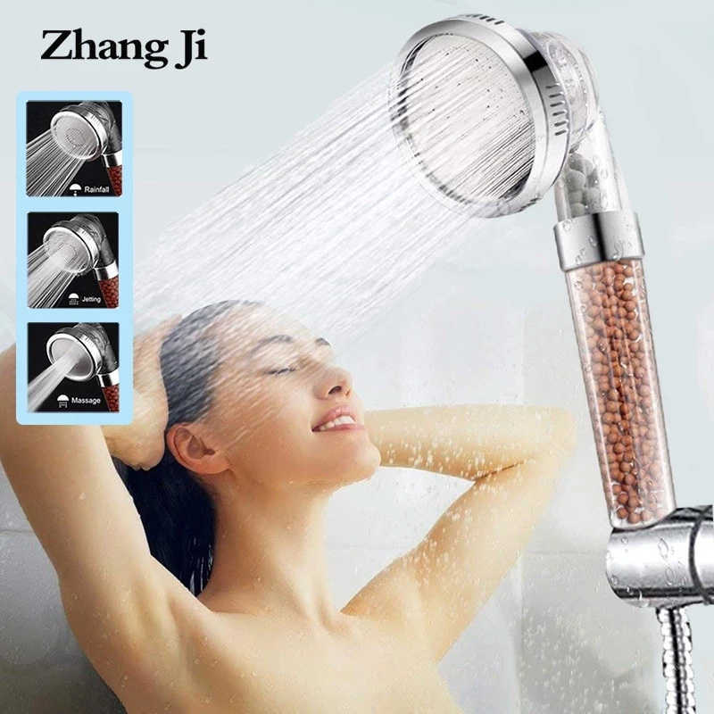 

Bathroom Shower Heads ZhangJi 3 Modes Bath Shower Adjustable Jetting Shower Head High Pressure Saving Water Bathroom Anion Filter Shower SPA Nozzle J230303