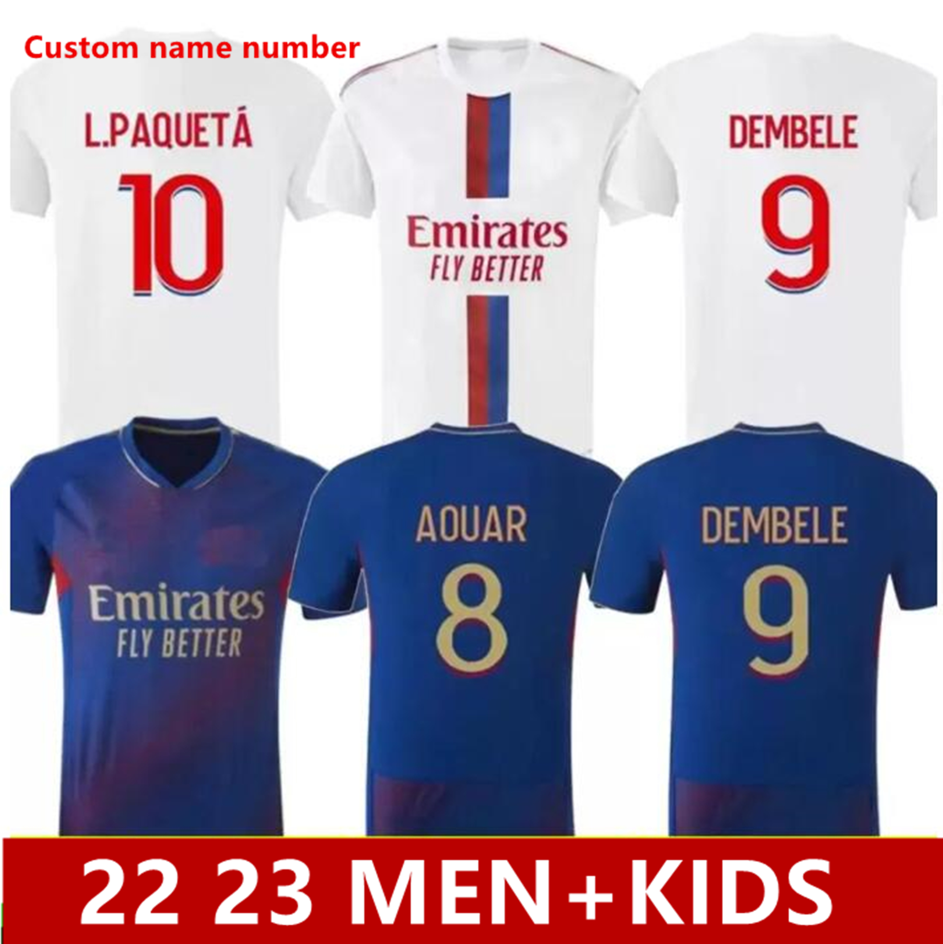 

22 23 lyon tops Soccer Jersey Tracksuits TETE OL 4th blue AOUAR TRAORE TAGLIAFICO football shirts Men' Children' Soccer Set, 22 23 4th+patch