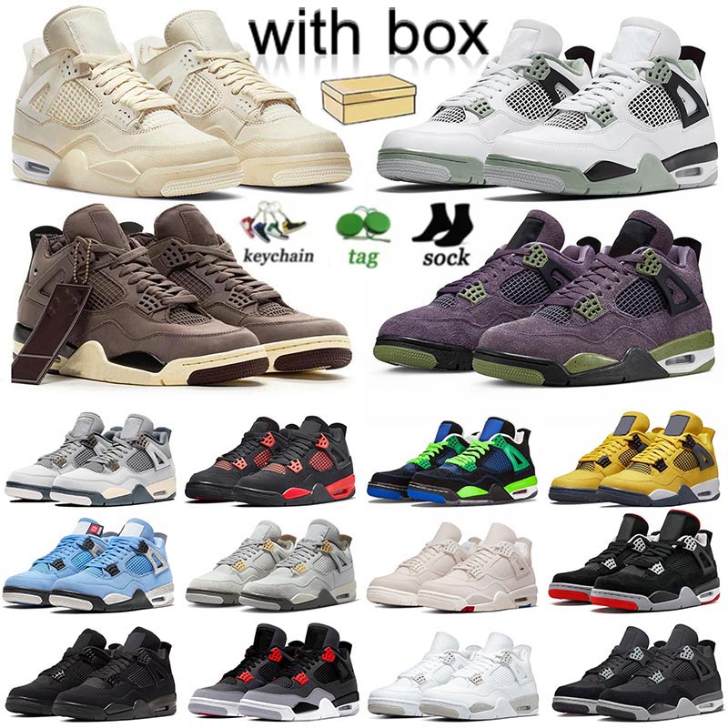 

With Box Mens Basketball Shoes 4 4s IV Top Jumpman j4s Breed Photon Dust Red Thunder Sail Travis Scoot Military Black Cat Men Women Trainers Sneakers 36-47, J91 36-47 seafoam