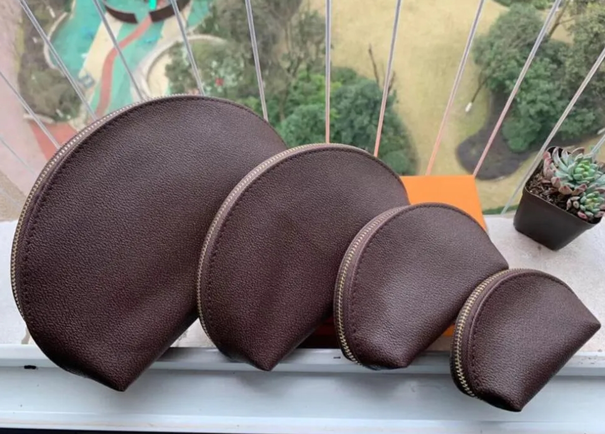 

fashion Women cosmetic bags famous makeup bag travel pouch make up bags ladies cluch purses organizador toiletry handbag 4pcs set w43t, Brown flower