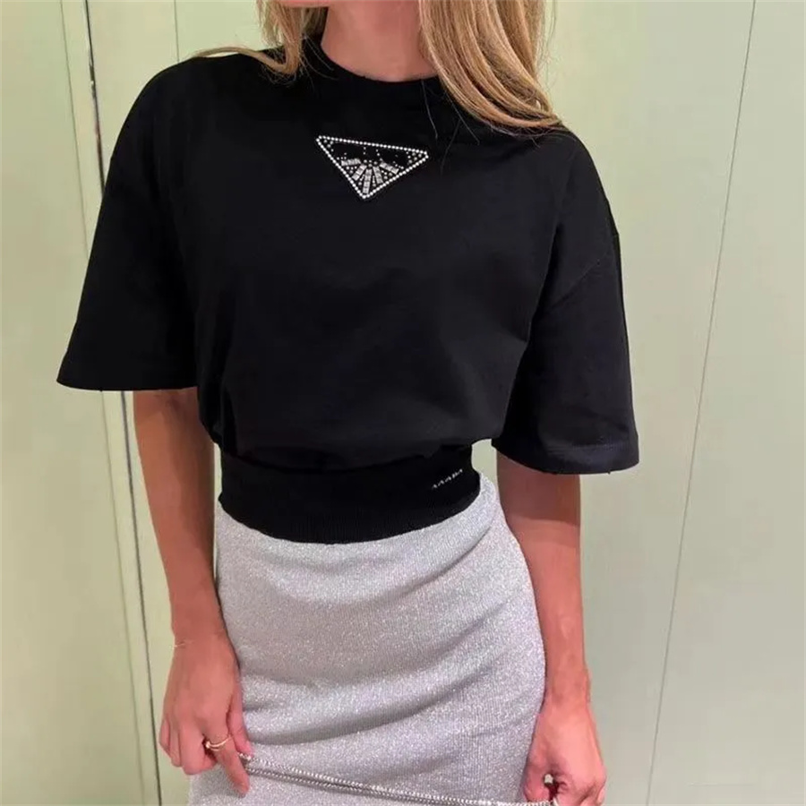 

2023 Women t shirt mens tshirts designer clothes Fashion shirts woman top pure cotton fabric hot drilling letter men and womens short sleeved