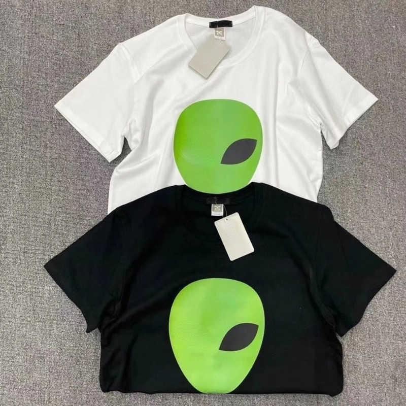 

American cotton T shirt mens sweatshirt alien print streetwear Tshirt men womens fashion tee top designer Tshirts short sleeve pullover shirts, White