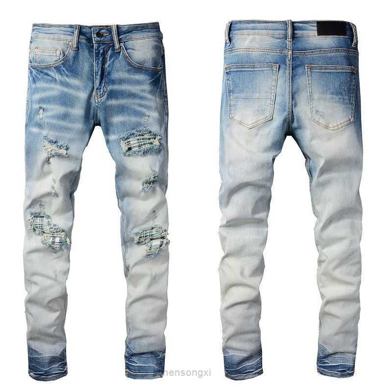 

Stretch amirly Mens Jeans Ripped Denim Pants Man Slim Casual Hip Hop Zipper Trousers for Male Trouser 0GP7, A022