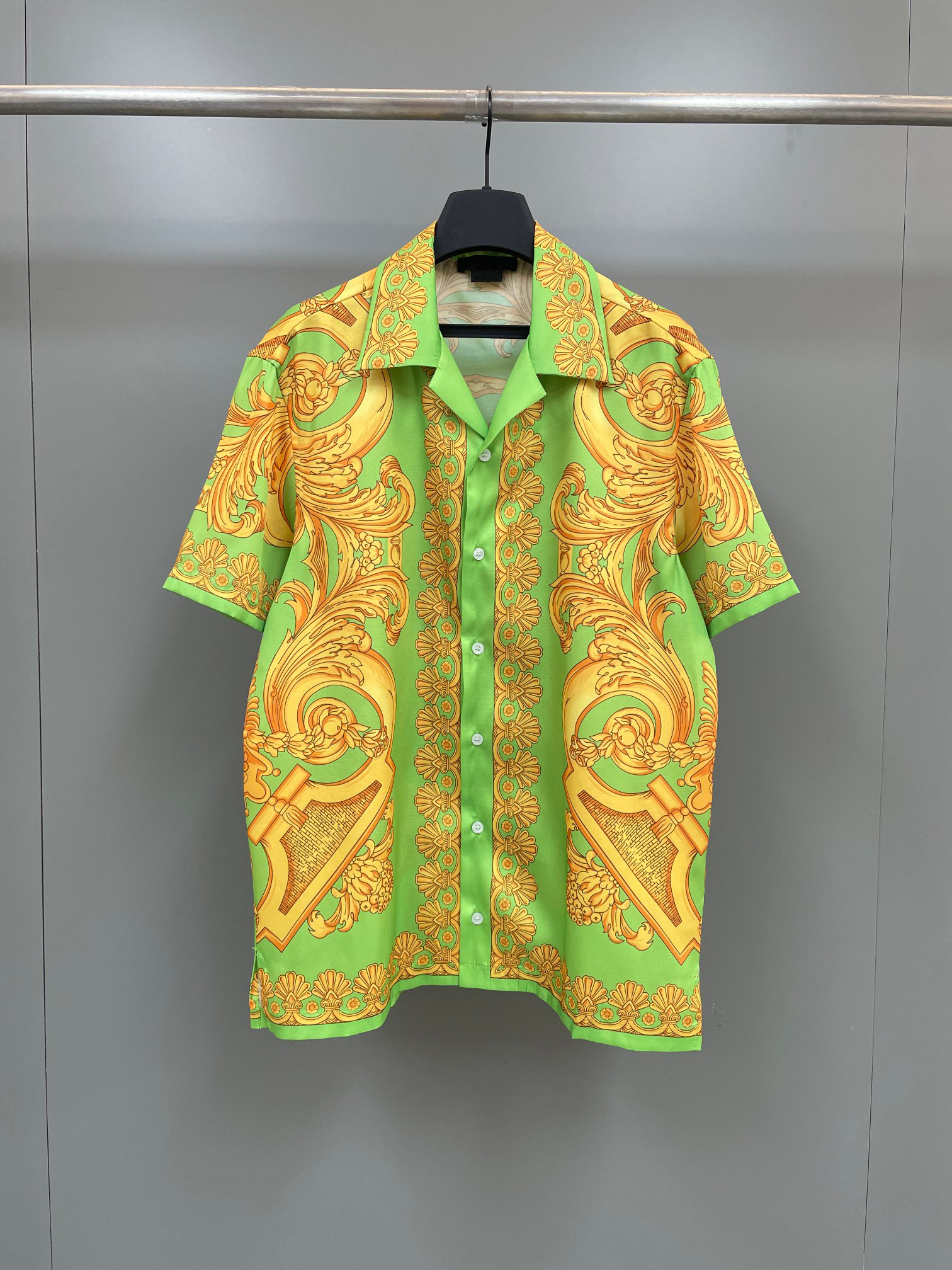 

Summer new exquisite print designer shirts US size shirt highquality comfortable material casual single row Lapel Design Mens luxury short sleeved shirts, Style 1