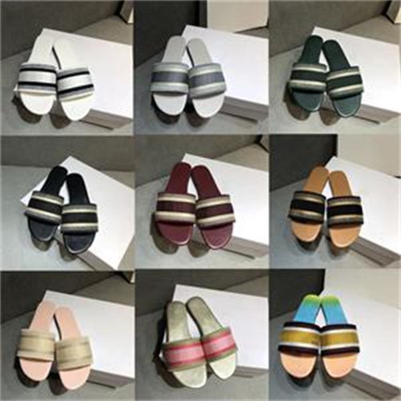 

France brand Paris Luxury Designer Women Slippers Summer Plaid Graphic Embroidery Fashion Flat Sandal Open Flat Ladies Outdoor Beach Sandals Slide TORY, D i o r
