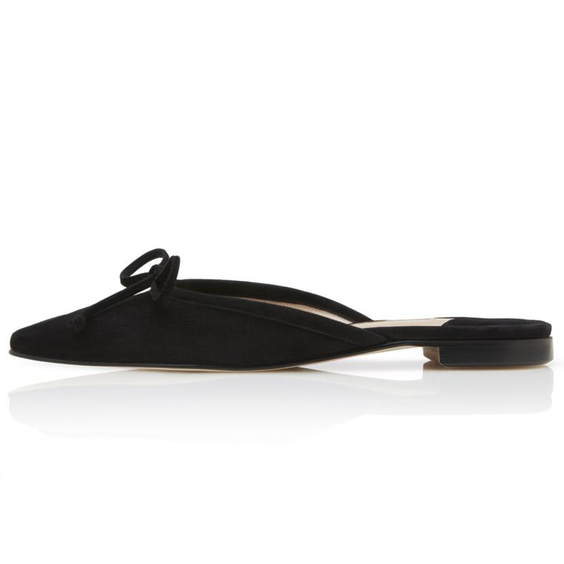 

Fashion Women Sandals Slippers Classic BALLERIMU Black Navy Suede Flat Mules Italy Delicate Slingback Bowknot Designer Non-Slip Slider Sandal High Heels Box EU 35-43, #1