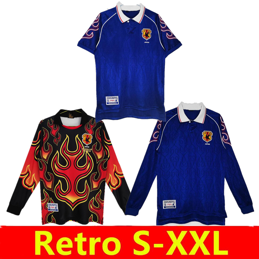 

1998 Retro version Japan Soccer Jerseys Home #8 NAKATA #11 KAZU #10 NANAMI #9 NAKAYAMA 98 99 goalkeeper Football Shirt Uniforms Long Sleeve, 1998 home