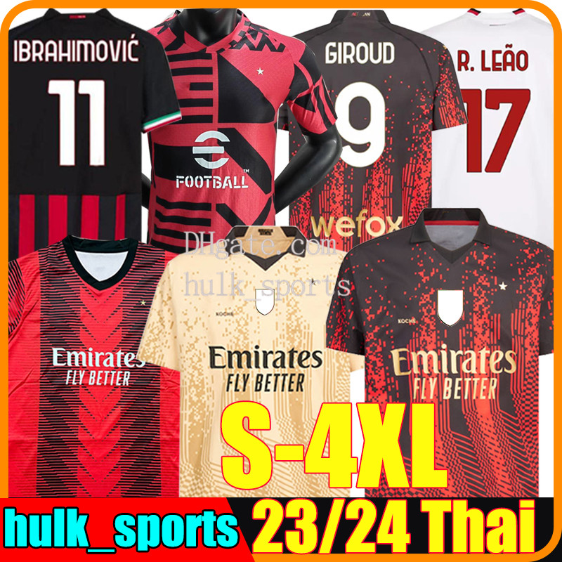 

4XL IBRAHIMOVIC 23/24 KOCHE fourth gold soccer jerseys GIROUD TONALI FLORENZI THEO R.LEAO BENNACER REBIC ROMAGNOLI KESSIE football shirt men kids kit Training, 22-23 third