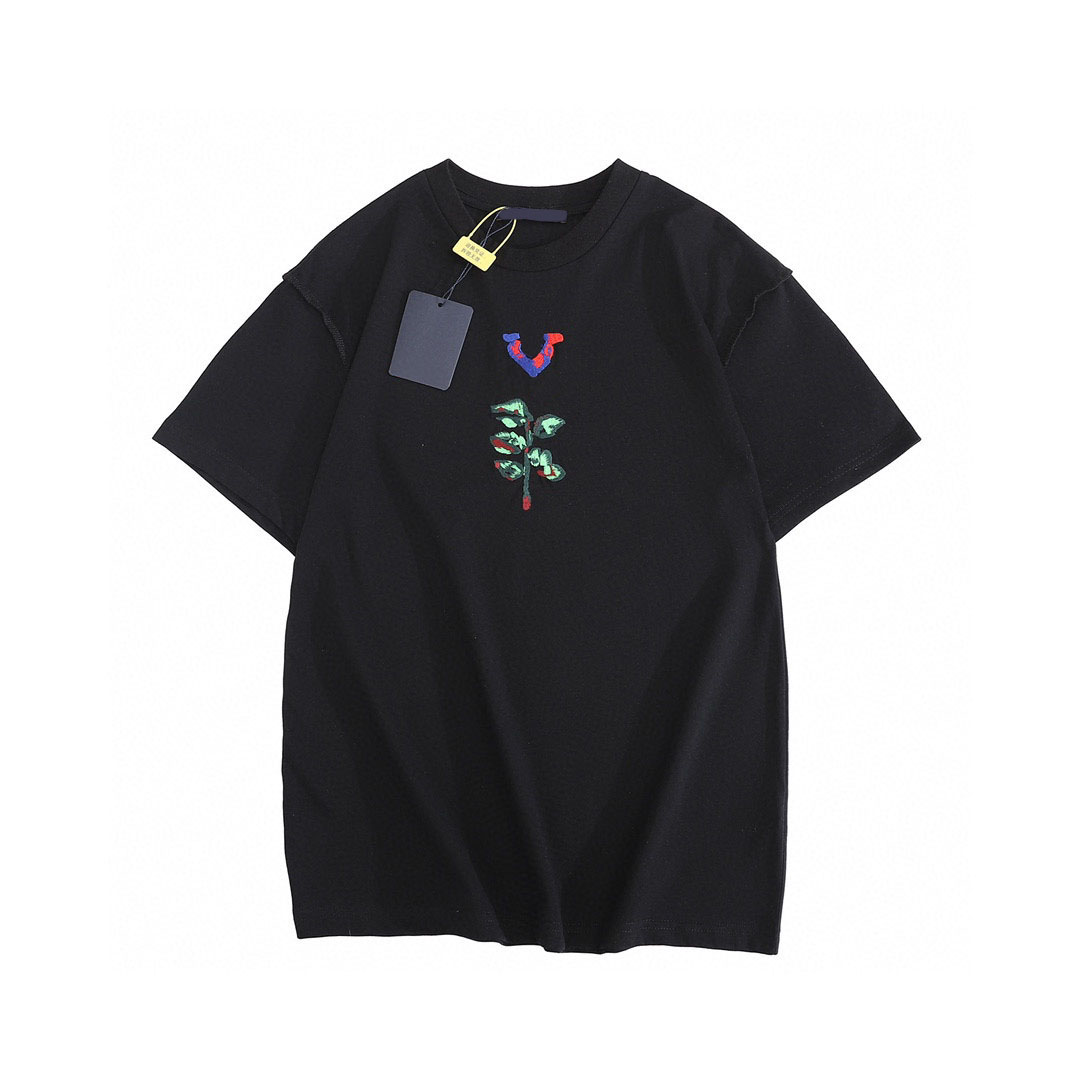 

Men's Plus Tees & Polos Round neck embroidered and printed polar style summer wear with street pure cotton tryh1, Black