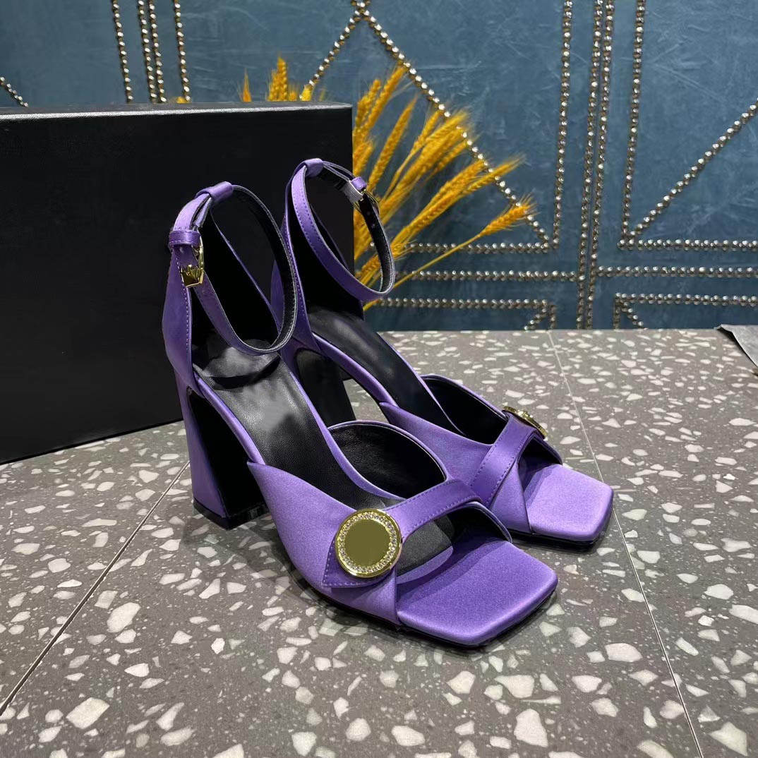 

Designer fashion sexy black sandals summer open-toe thick sole high heels luxury metal head party wedding shoes 35-42 with box, 3#