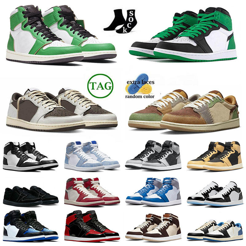 

jmpman 1 1s mens womens sports shoe space jam Concord Cream Dark Chocolate Chicago Lost and Found Black White Lucky Green True Blue Mid Carbon Fiber Mocha, 1 (4)