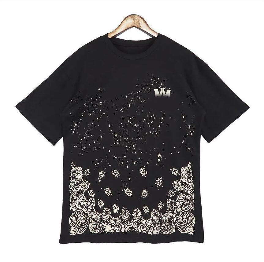 

Designer Amirri Men Tshirt Limited Edition Couples Tees Street Wear Fashion Brand Shirt Splash-ink Letter Print A miri Short Sleeve Casual Loose Men Tee Crewneck, A111