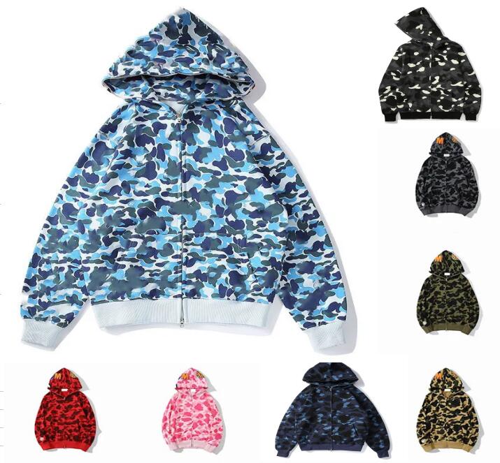 

Mens Designer Hoodie Full Zip Up Shark Hoodies for Woman Black Camouflage Jacket Blue Hoody Hooded Sweatshirt Man Womens Sweater Long Sleeve Tech Fleece Cardigan, Add postage