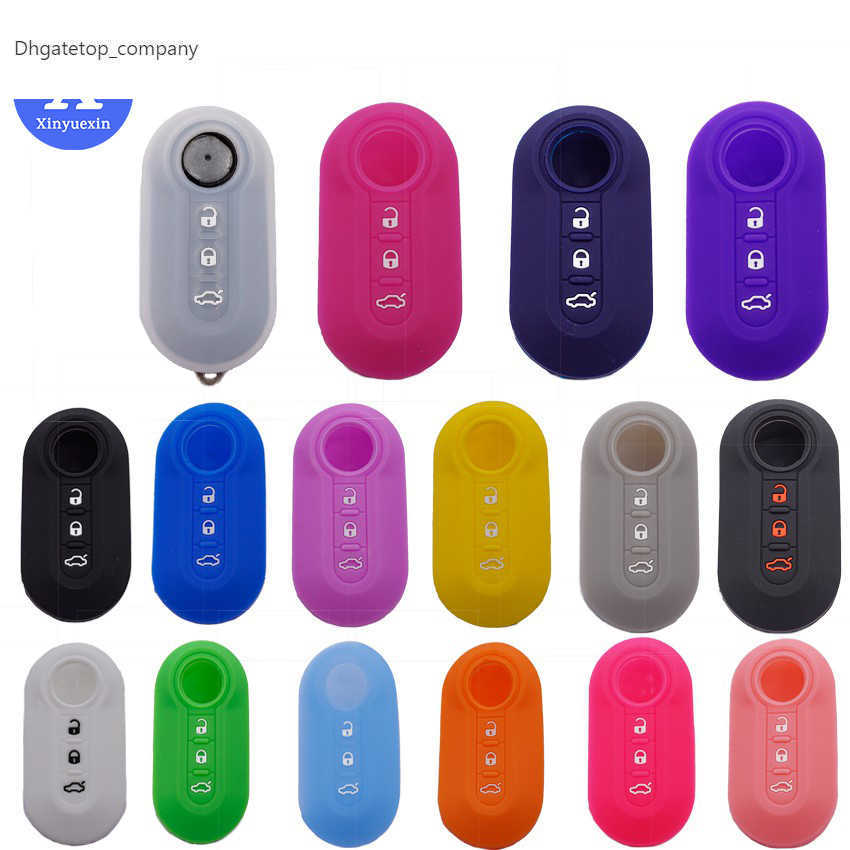

Buttons 3 New Xinyuexin Silicone Car Key Case Cover for Fiat 500 Flip Folding Remote Key Shell for Fiat Punto Panda Car Accessories, Green