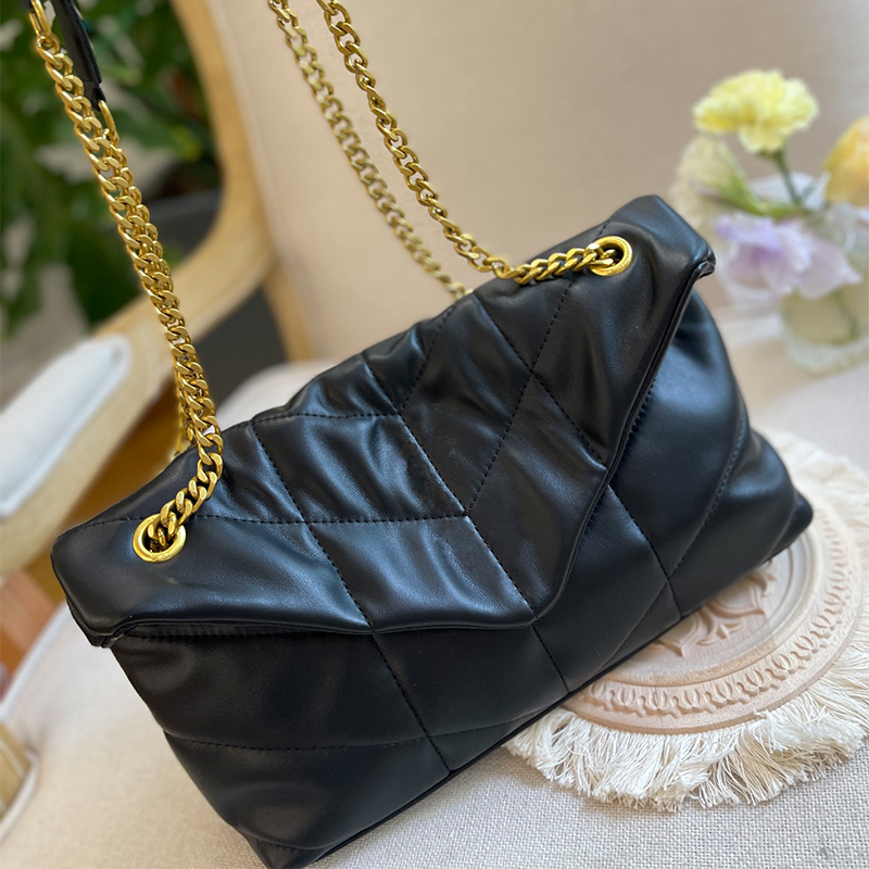 

Diagonal span bag 2023 new women's bag pillow bag handbag luxury brand bag lambskin cloud bag chain strap Diagonal span shoulder bag bag designer lady, Black