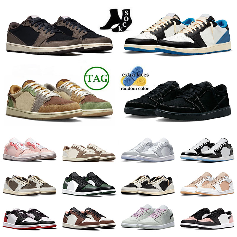 

jmpman 1 1s Low mens womens basketball shoe low top Concord Bleached Coral Black Phantom Mocha Gym Red Low Crimson Tint Fragment Bred Toe big size trainers, 1 (47)