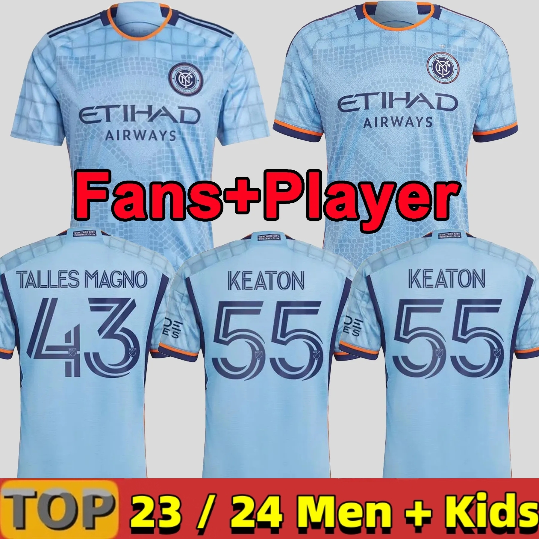 

23 24 New York City FC soccer jersey home away NYCFC 22 2023 2024 mls THIAGO MORALEZ CASTELLANOS MORALES Talles Magno Keaton fans player kids version football t shirts, 23 24 home aldult player