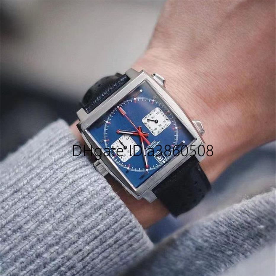 

Top VK Chronograph Quartz Watch For Mens Stainless Steel Wristwatch Leather Strap Men Monaco Sport Watches orologio di lusso298H, Colour 4