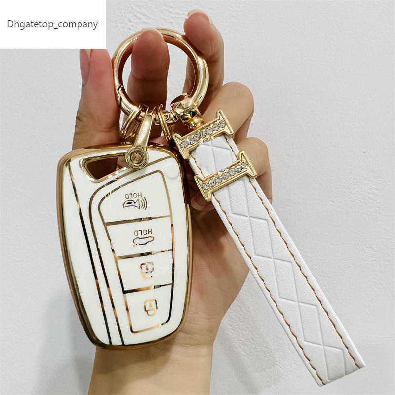 

TPU Car Key New Case Shell For Hyundai Santa Fe Sport Ix45 Equus Centennial Genesis G80 Grandeur Azera 2013-2016 Cover Fob Keychain, Green