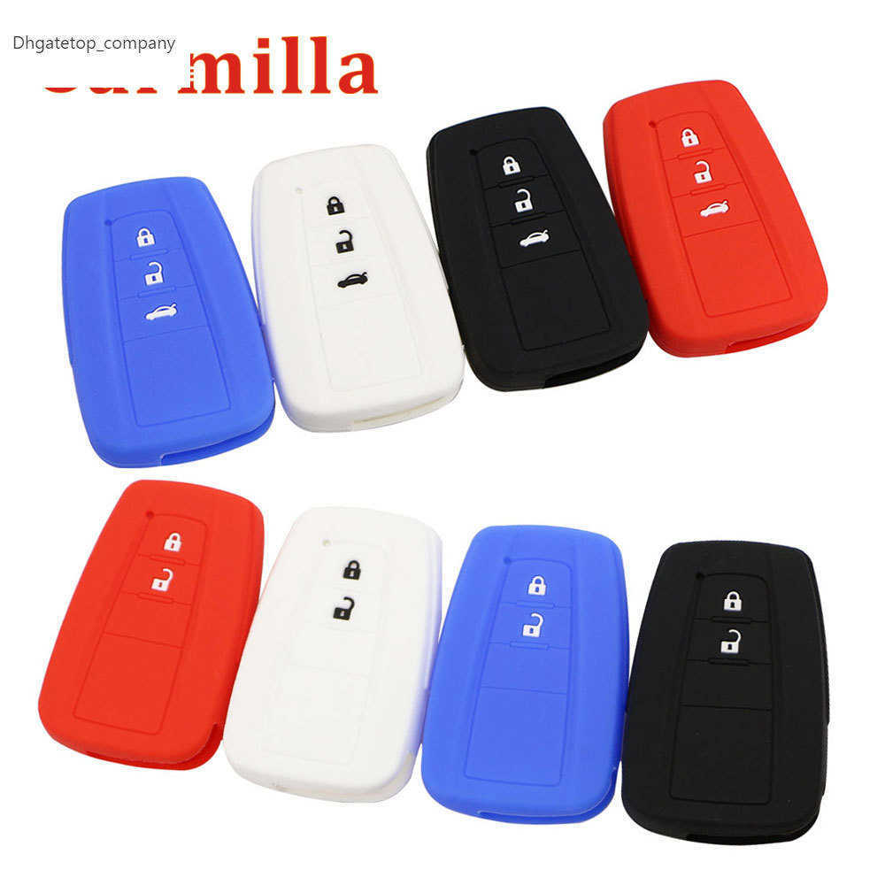 

Carmilla Silicone Car New Key Fob Cover Case for Toyota CHR C-HR Camry Prius Prado 2016 - 2020 2 3 Buttons Remote Keyless, Green