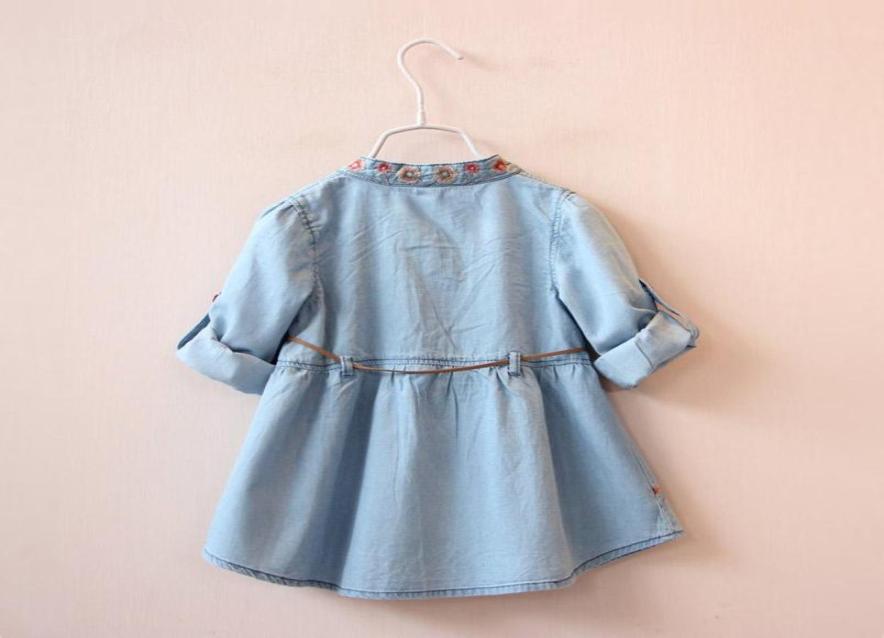 

Girl039s Dresses Baby Girls Fashion Denim Embroidered Princess Dress Children Cute Flowers Long Sleeve Little Kids One Piece B95037701, Pink