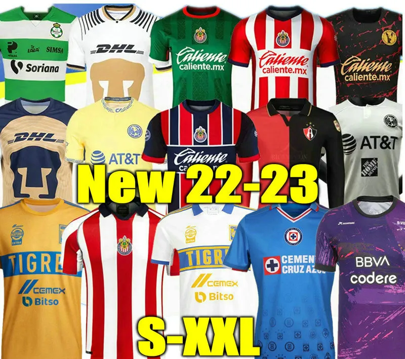 

Cruz Azul 22 23 Club America Soccer Jerseys 2022 2023 Atlas FC NAUL Tigres Third Chivas Guadalajara 20 ANOS Xolos Tijuana Special Green UNAM Camisas de Futebol Shirts, 22 23 unam away gold