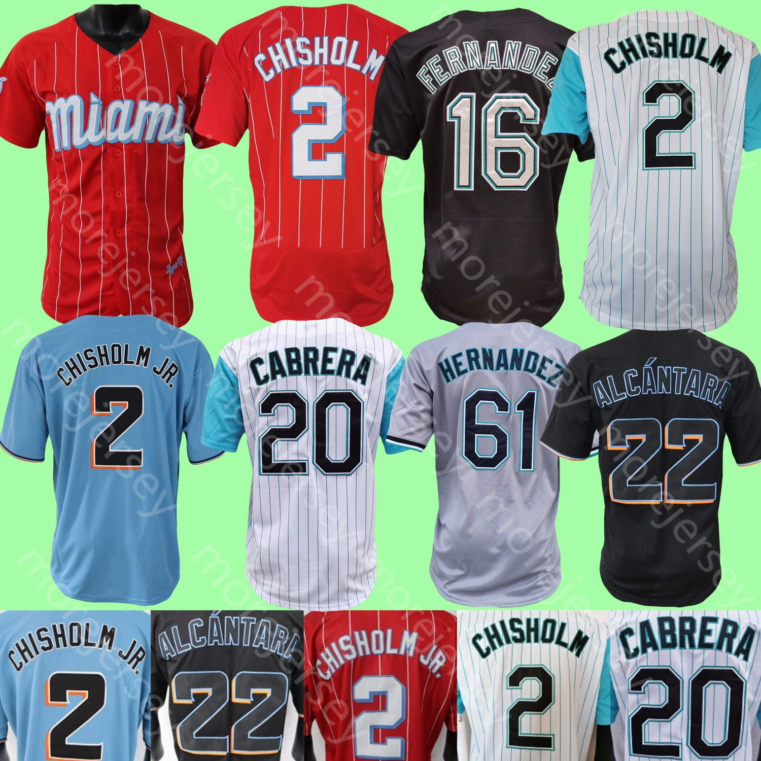 

2023 Baseball Jersey Jazz Chisholm Jr. Sandy Alcantara Luis Arraez Jorge Soler Miguel Cabrera Dontrelle Willis Burdick Beckett Cueto Barnes Meyer Garcia Eury Perez, Player's versions grey