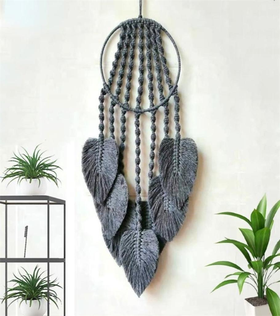 

Feather Leaf Macrame Hoop Dream Catcher for Wall Art Hanging Bedroom Home Decoration Ornament Craft Gift Handmade Woven Tapestry 25124897