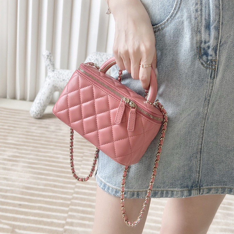 

Designer Makeup Bags Genuine Leather HandBag 17CM High Imitation Fashion Shoulder Bag With Box ZC095