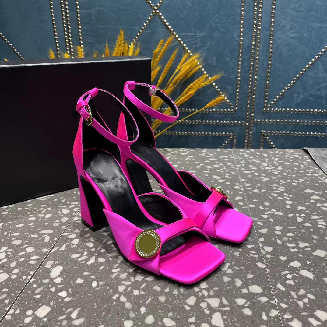 

Fashion thick soles high heels square head sexy red satin candy sandals designer high quality wedding party shoes 35/41/42, 3#