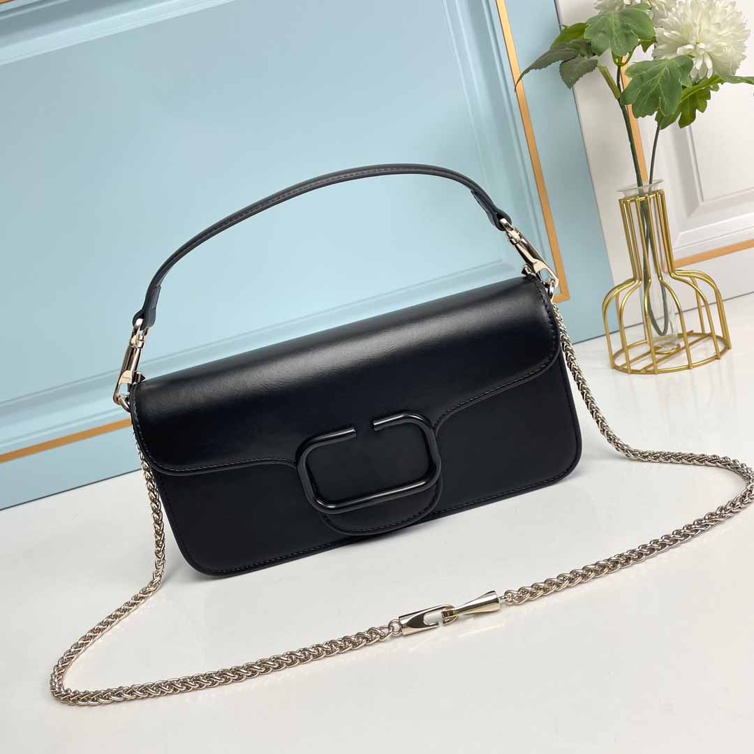 

7A Designer Bag Cowhide Handbag Underarm Baguette Purse Soft Sheep Leather Lined Gold Hardware, Black