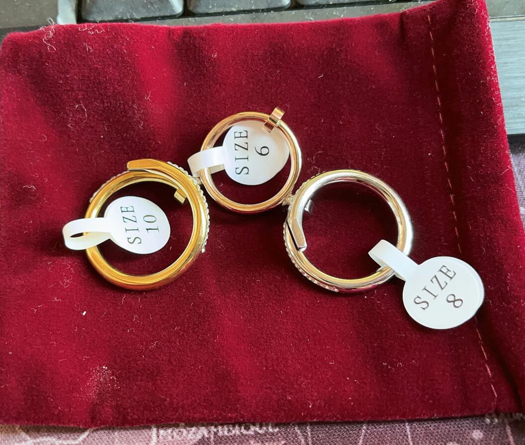 

Band Nail Rings Love Ring Designer Jewelry Titanium Steel Rose Gold Silver Diamond CZ Size Fashion Classic Simple Wedding Engagement Gift for Couple Lover Women Men