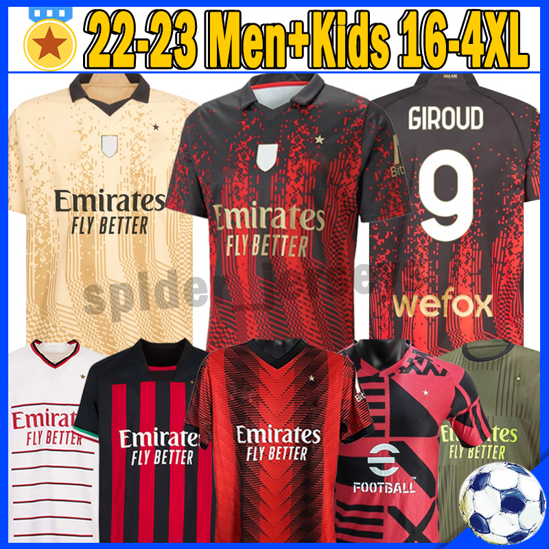 

XXXL 4XL 2022 2023 soccer jerseys Rossoneri BRAHIM THEO 23/24 AC MILANS KOCHE Uniform IBRAHIMOVIC TONALI REBIC M.MAIGNAN ROMAGNOLI CALHANOGLU football POLO shirts, 22-23 home