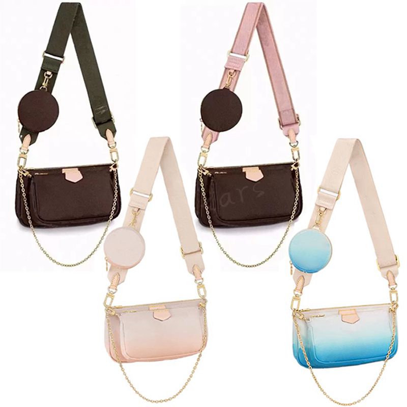 

Multi Pochette Accessoires Bag Chain Clutch Shoulder Bags 3pcs 3 piece set Women Designer Crossbody Luxurys Leather Fashion Handbags Purses Flower