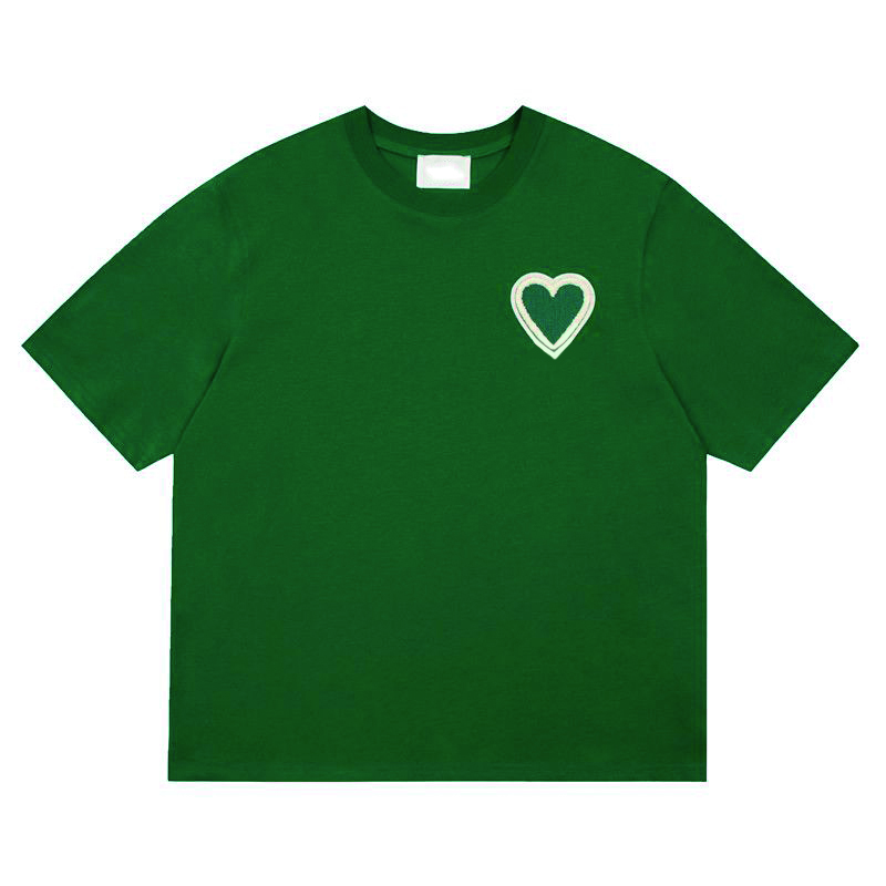 

shirts Red Women amis designers t Heart top Round Neck tees 2023SS Letters Embroidery Pullover Loose tee couple High Street Cotton Casual Classic ZLJD, 12