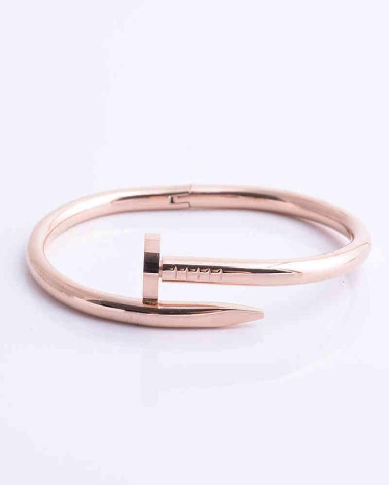 

Other Bracelets Personalized fashion light plate nail Bracelet titanium steel plated 18K Rose Gold Lock bone chain fadeless women8041629