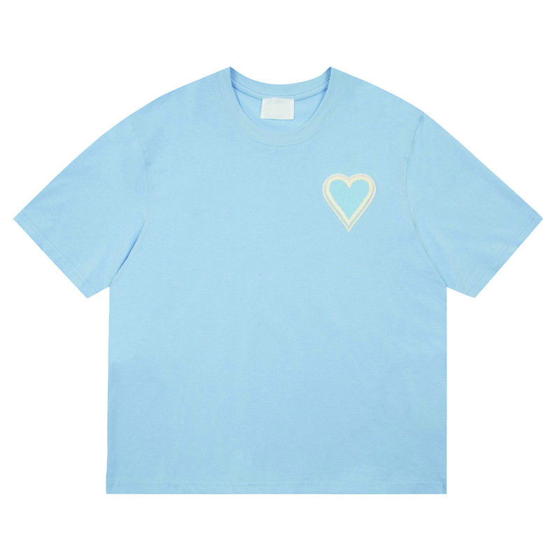 

designers t shirts amis Red Women Heart top Round Neck tees 2023SS Letters Embroidery Pullover Loose tee couple High Street Cotton Casual Classic 14 PZGA, 12