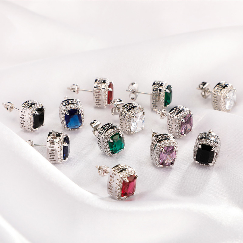 12 couleurs pour les options de haute qualité 18 carats en or blanc jaune plaqué Bling CZ diamant boucles d'oreilles joli cadeau de bijoux pour h