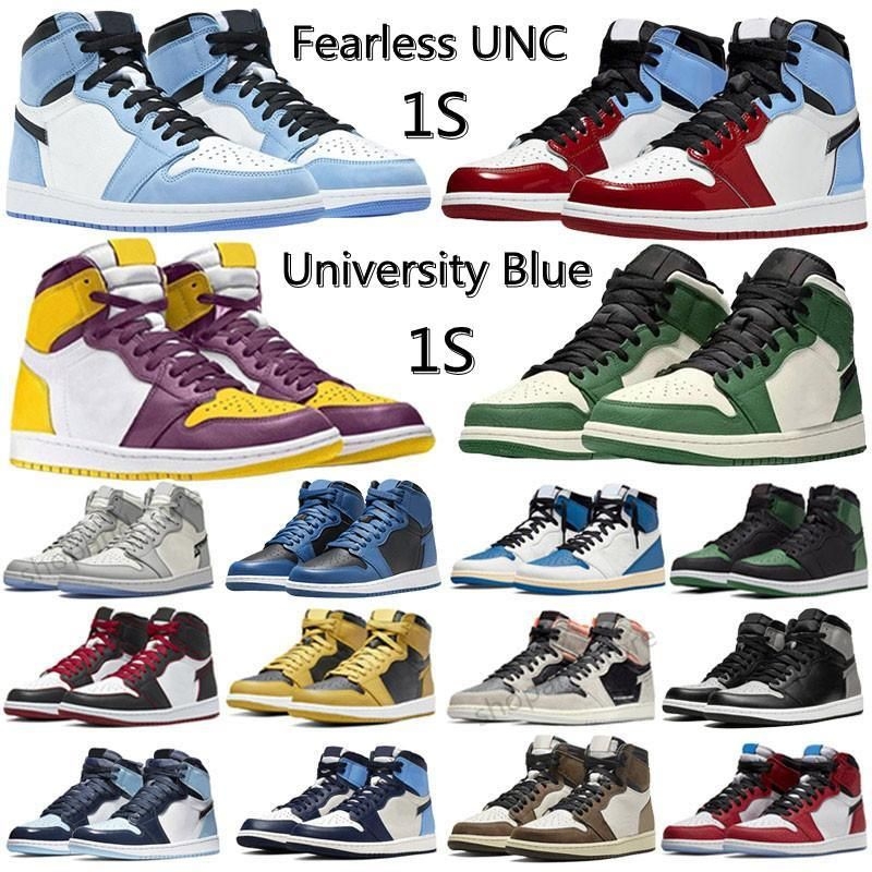 

2023 new Mens Jumpman 1 high basketball shoes 1s chicago Heritage University Blue royal patent bred Atmosphere dark mocha Brotherhood shadow Soirts Sneakers, 27.lcy blue 36-47