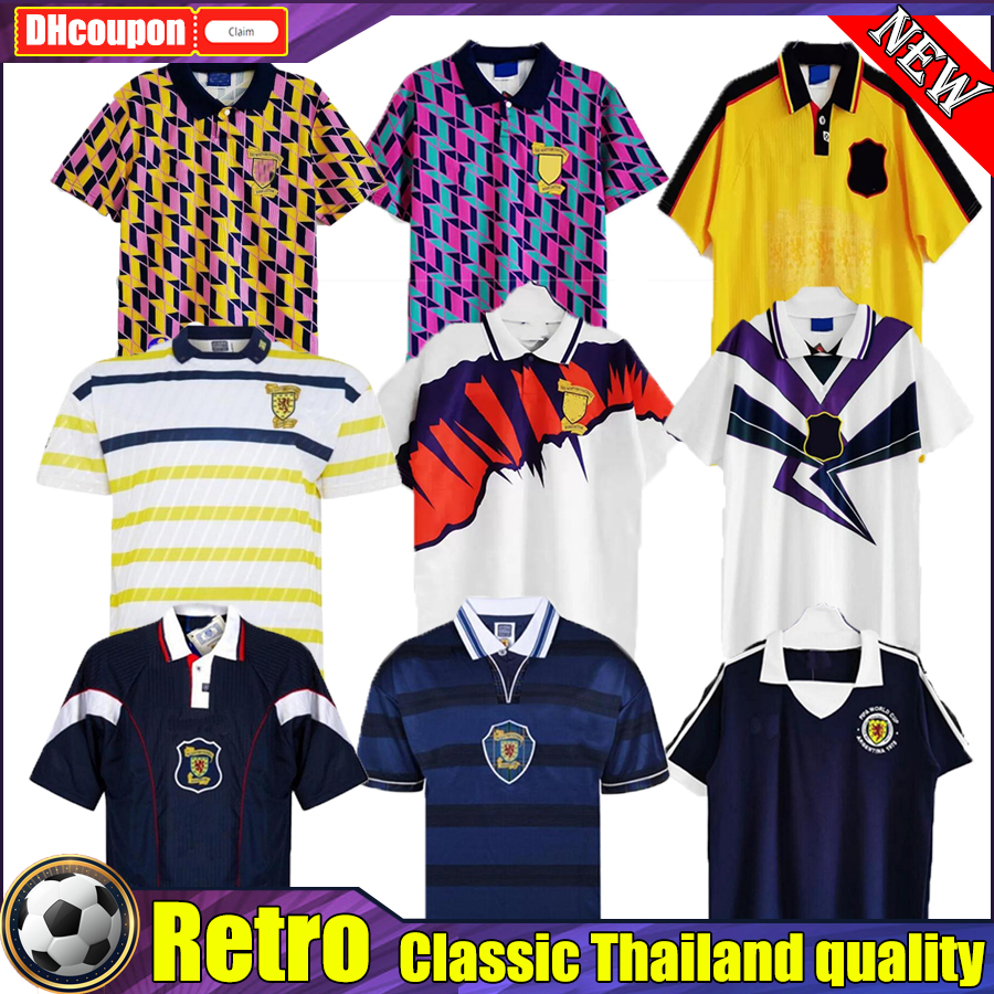 

FINAL Scotland Retro Soccer JerseyS 82 86 91 93 98 91 93 95 96 98 Home AWAY classic Vintage Leisure Football Shirt Company level quality, 10