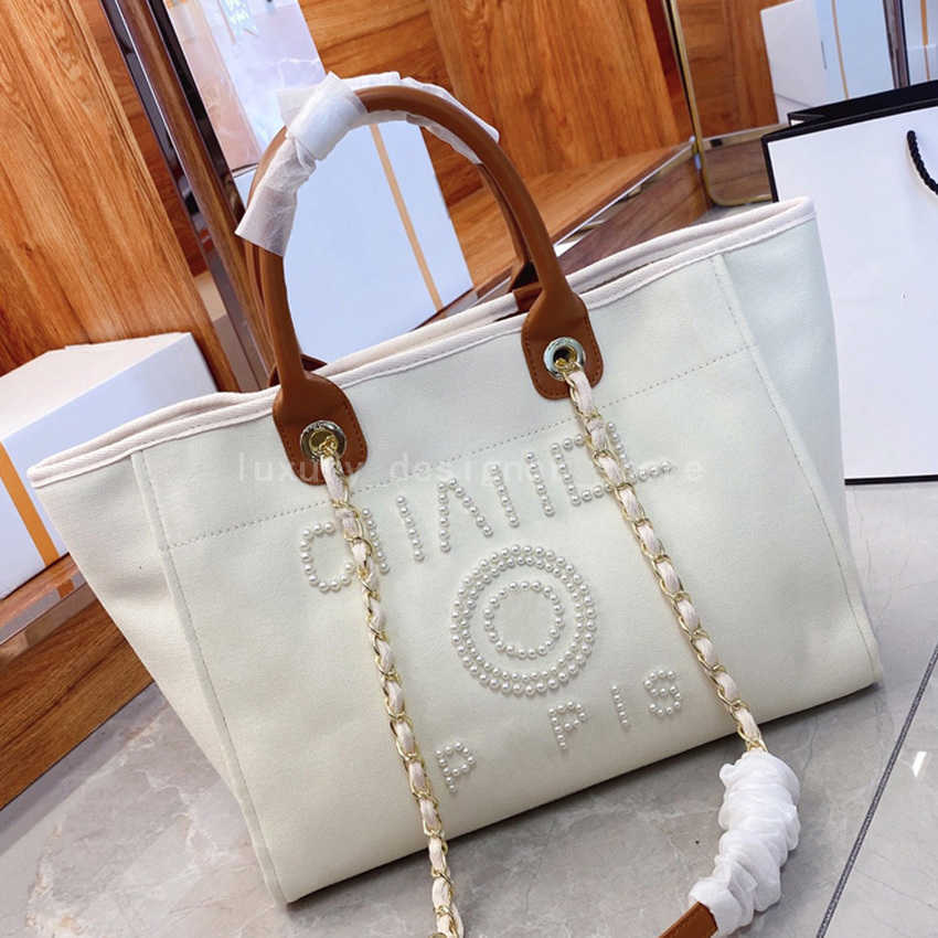 

bag tote Designer Bag beach bag LUXURY TOP 9A CC Metal Chain Pearl Seaside Shoulder Crossbody Bag Lady Fashion Bags Leisure, #1