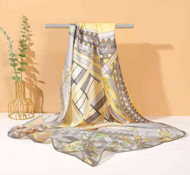 

IWZC New product counter quality silkworm silk scarves summer spring autumn 90cm silk big square 14 mm gift big square6478966, 14 mm plain crepe satin machine side 1