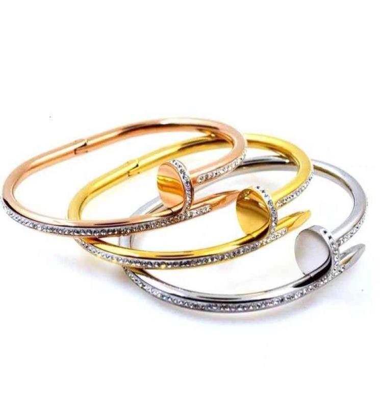 

Other Bracelets Titanium steel synthetic Zircon non fading nail female Rhinestone ins niche design bracelet1933865