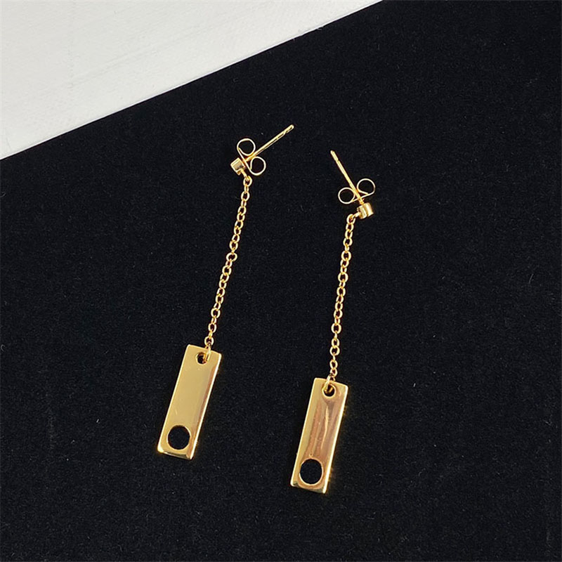

Copper Sheet Eardrop Women Slender Hollow Dangle Charm Polished Smooth Earrings for Lady