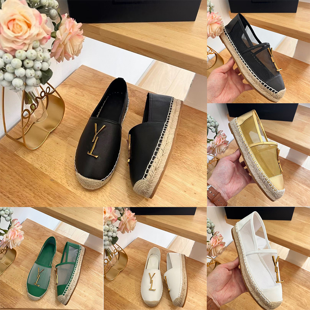 

top quality Casual Shoes Luxurys Women Espadrilles Summer Ladies Flat Beach Half Slippers Fashion Woman Fisherman Canvas Shoe With Box Size 35-42