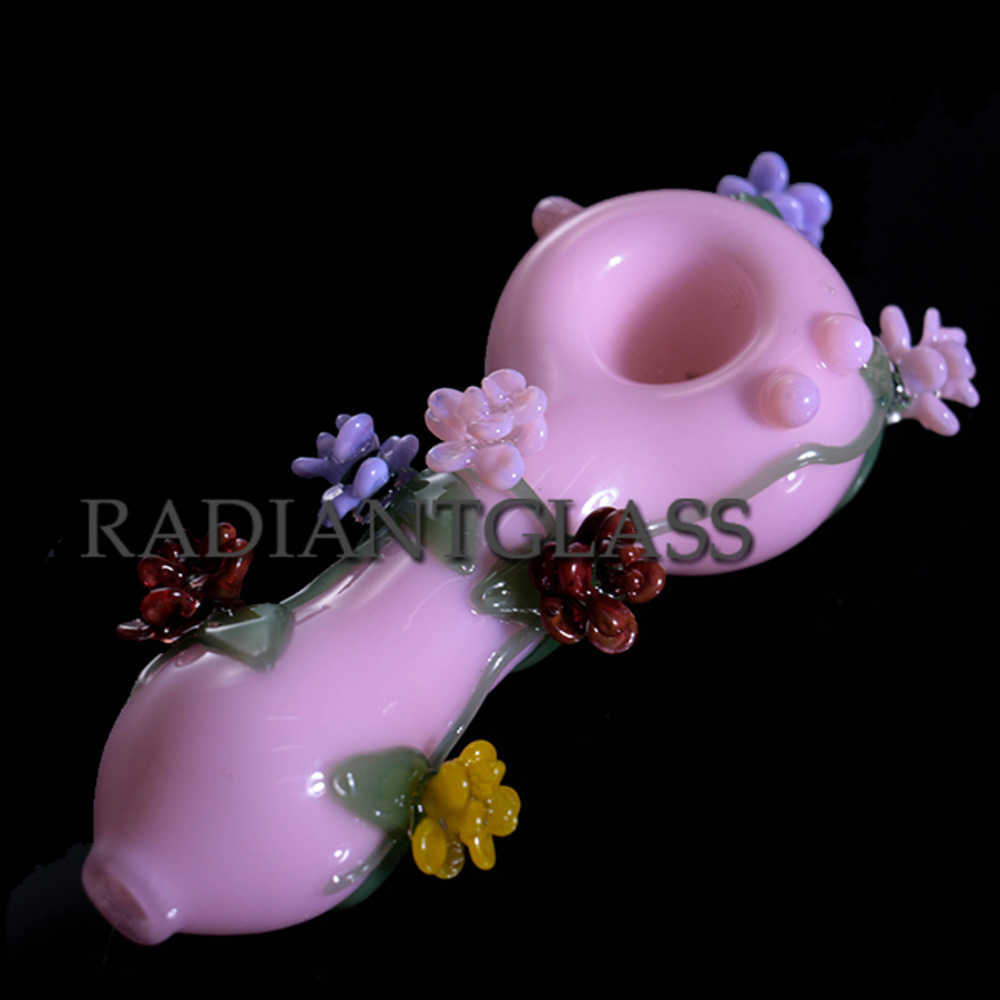 

Smoking Pipes 5.2" Pink Glass Pipe Hand Pipe Blossom Shape New Tobacco Pipes Gift Accessories Wholesale
