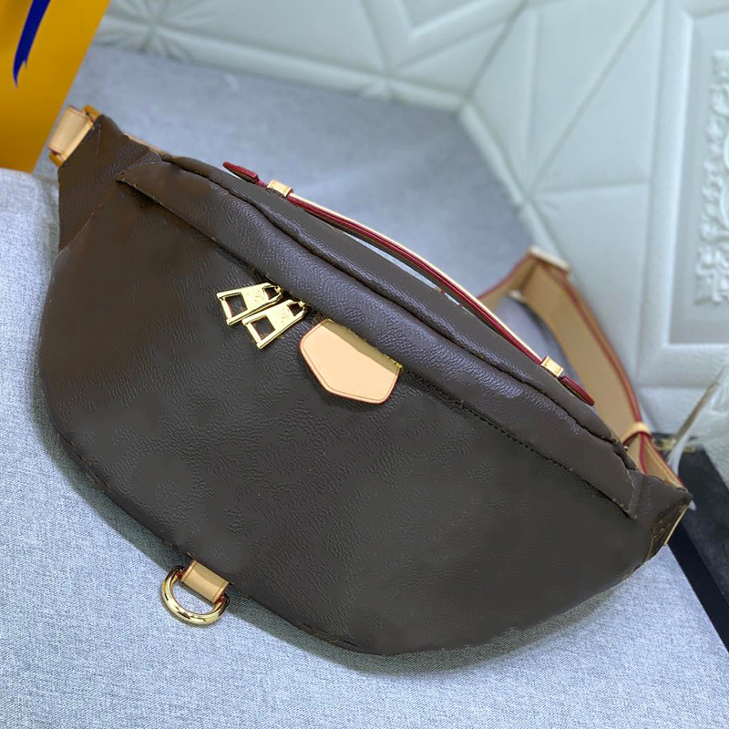 

Genuine leather Waist bag classic vintage leather Chest bag original quality men's and women's universal messenger bag printed embossed crescent bag 44. 15.9 cm